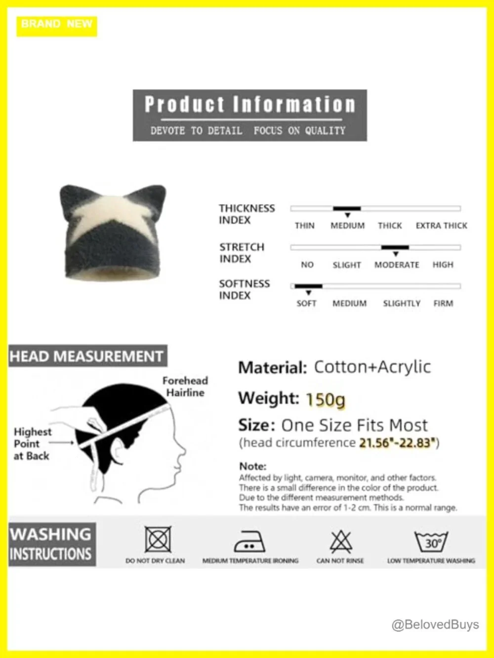 Plush Cat Ear Beanie Butterfly Star Knit Winter Hat